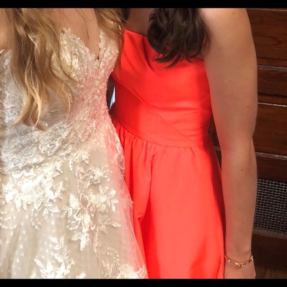 Ted Baker neon orange cocktail dress - Picture 3 of 5